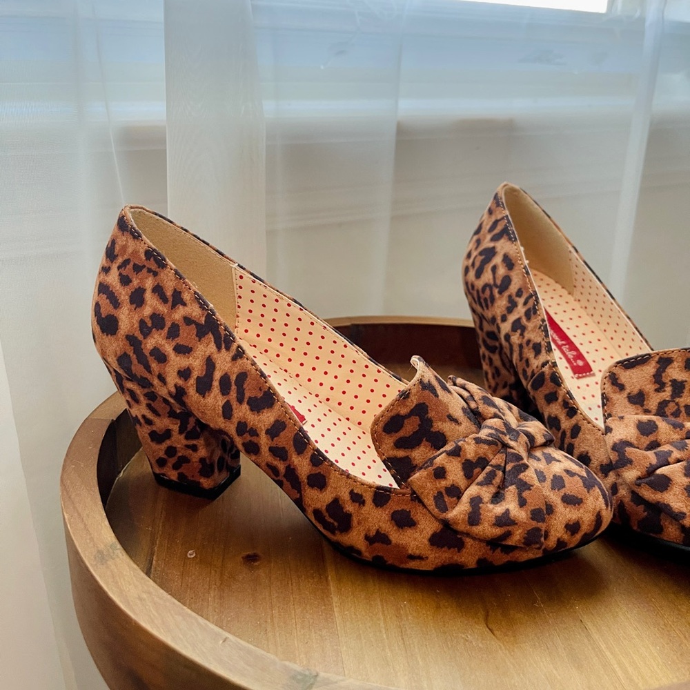 Bait Footwear Brown Leopard Print Chunky Heel Pumps look at pics